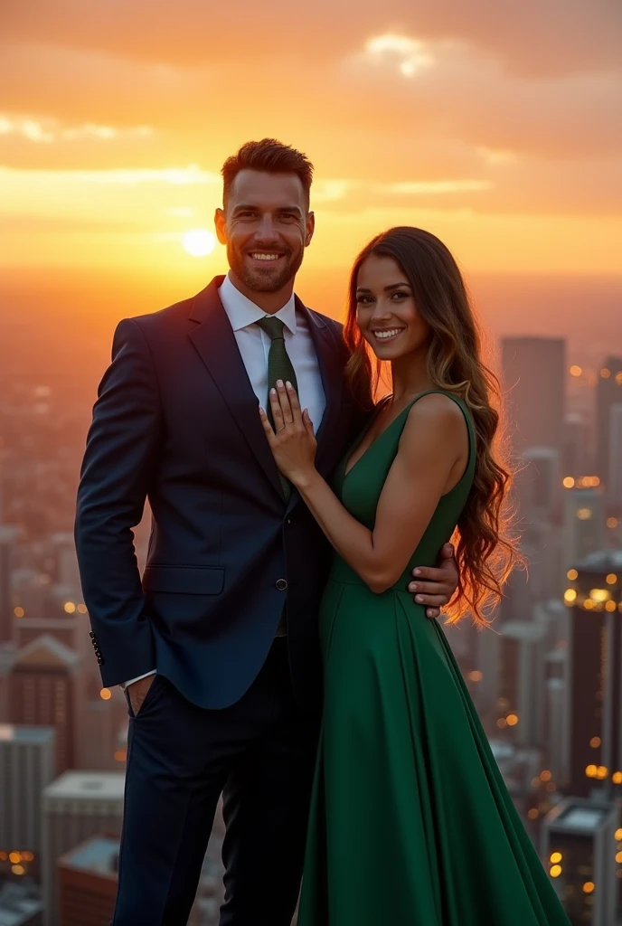 A successful man with his wife so close in love like

