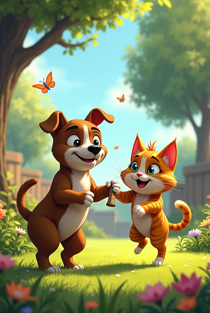 then the cat cheats with the dogpitbull
