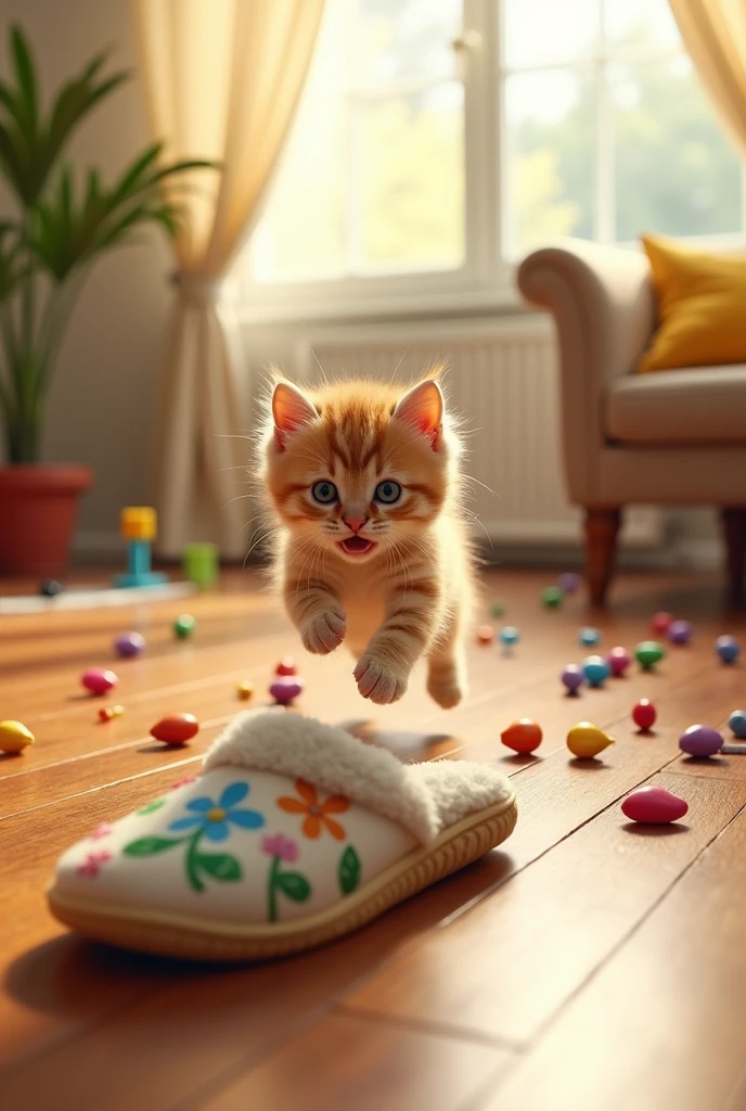 Image running away from mom's slipper