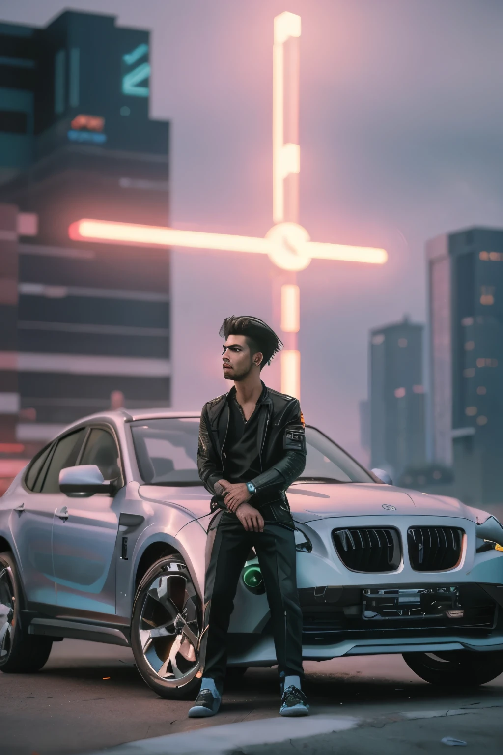 Change background cyberpunk handsome boy,realic face 8k,ultra realistic