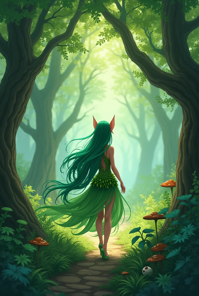 Anime elf lives in the forest