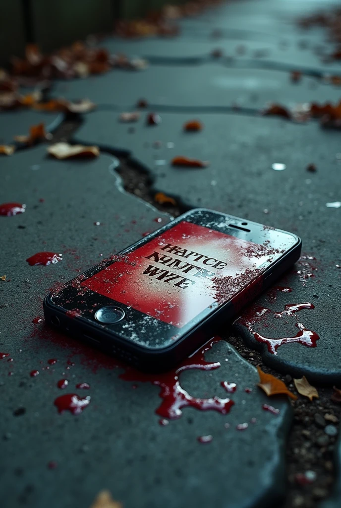 Cell phone stained with blood