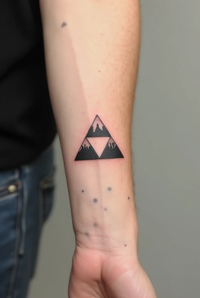 Create a tattoo design of a triforce from the game the legend of zelda and make it look realistic