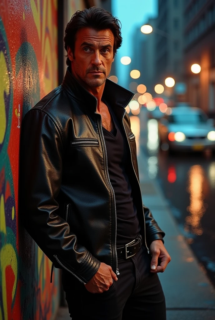 Sylvester Stallone in a black jacket