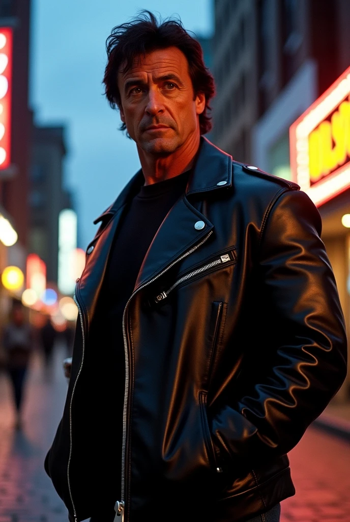 Sylvester Stallone in a black jacket