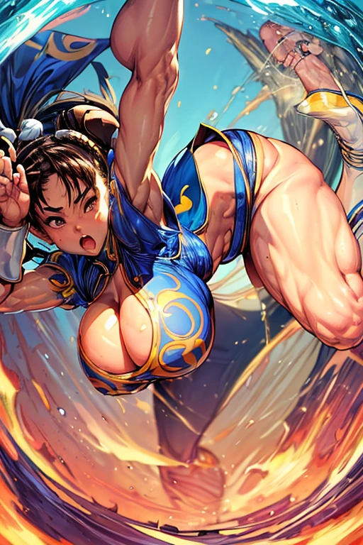 Title logo、Ultra HD、Ultra high definition、Noise Reduction、perfection、Image quality adjustment、Balance Changes、Optimal Lighting、Minor corrections、Detail Correction、beautiful girl、Street Fighter II、I'm going to meet someone stronger than me.、Fighter、((Chunli、Blonde、Chun-Li、Micro Bikini、High leg shorts、Nipple Puffs、Hard erect large nipples、somersault、Somersault Kick:1.3))、Camel Toe、Giant tit、Nipple Puffs、Cleavage、Plump、Super big breasts、Super big butt、Bubble butt、((Super big breasts、Saggy breasts:1.6))、Earrings、Earrings、lipstick、necklace、Thick lips、Heterochromia、Bracelet、Caster wheel、first round、Hair Charm、Lip gloss、Long False Eyelashes、Ahoge、wilderness、、((pose partially visible vulva))