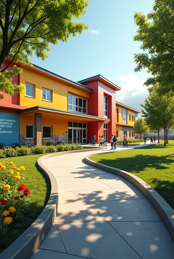 School with access ramps for wheelchair users