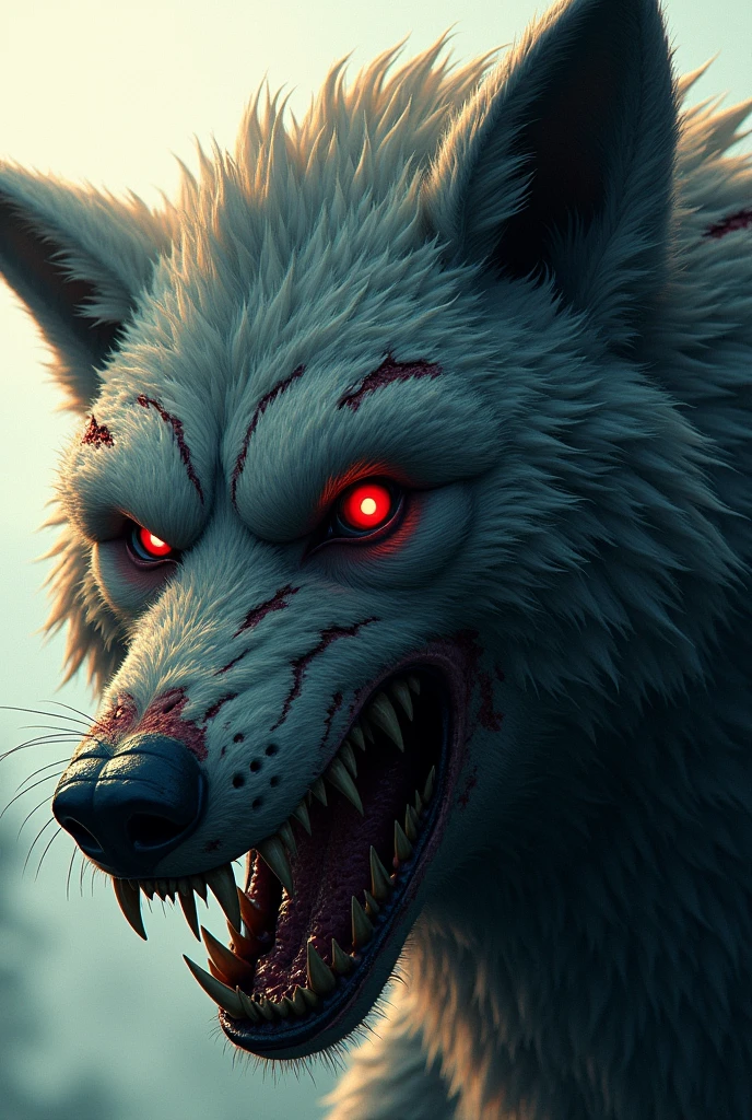 
masterpieces, cinematic anime 
head of a realistic zombie werewolf, on transparent background