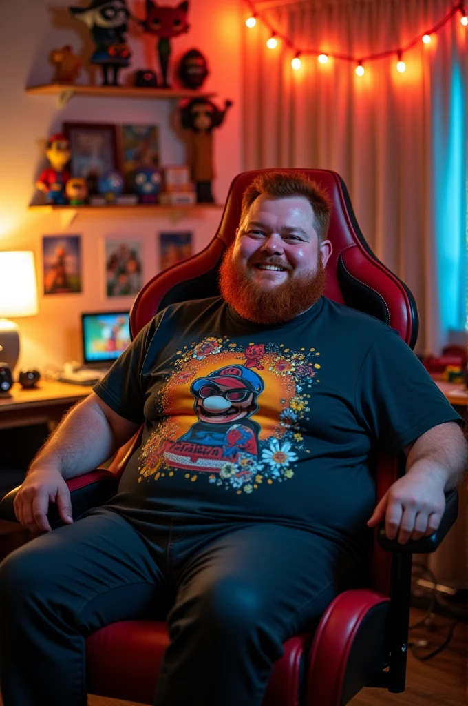 Create a caseoh, a fat, red-haired YouTuber with a beard