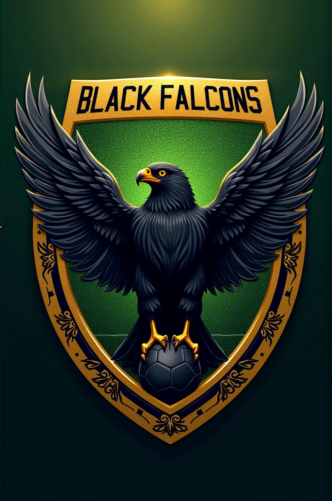 Create a shield for a soccer team with the following name: Black Falcons