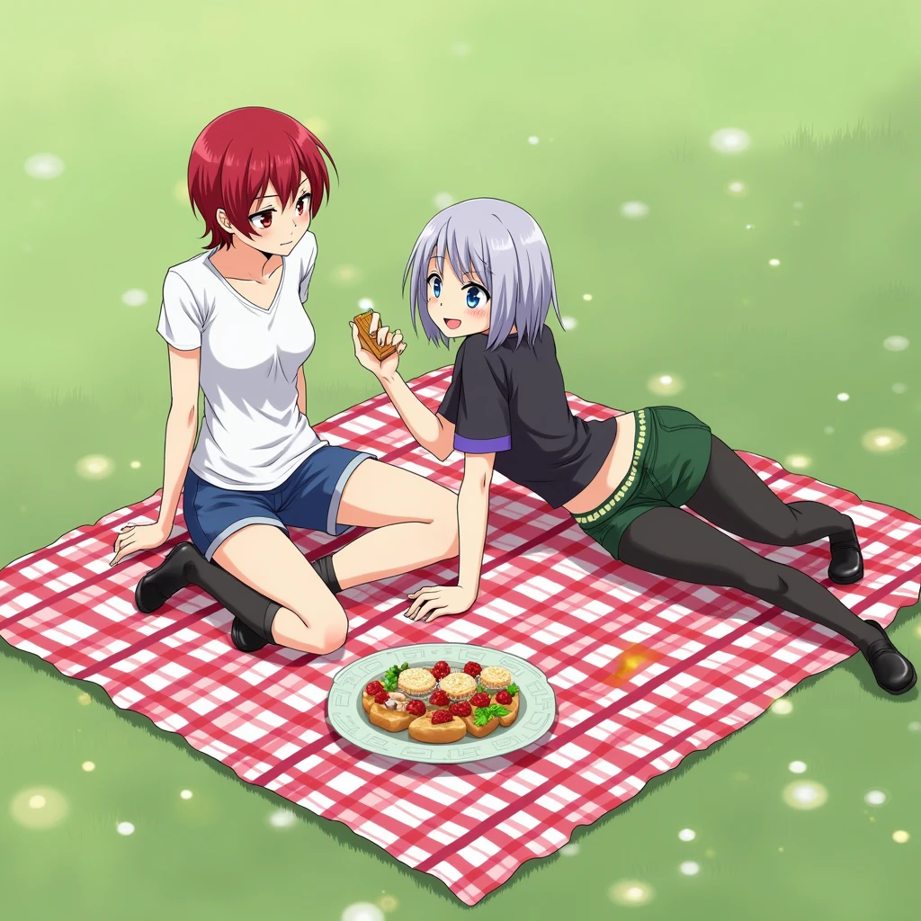 Anime Picnic. And there should be a guy with dark red hair and 7 other characters. Girls and boys
