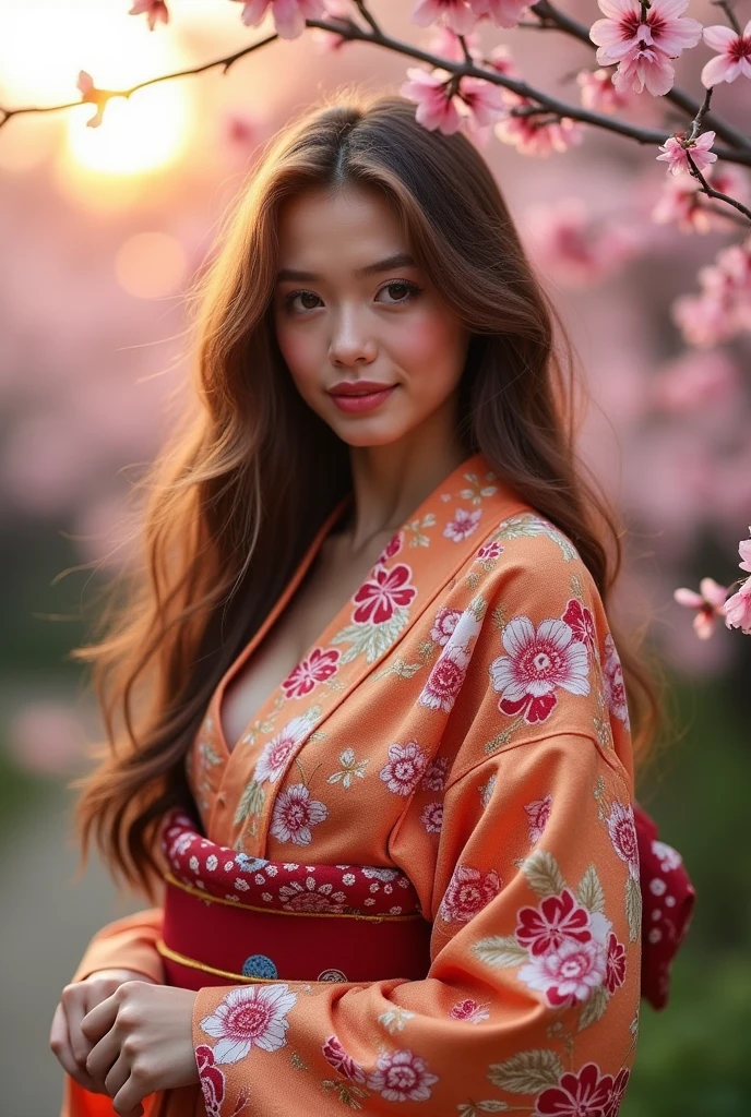 Sexy and clean beautiful girl with big breasts in yukata