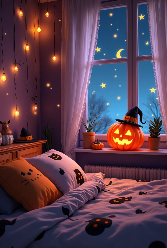 Vintage Halloween bedroom cartoon