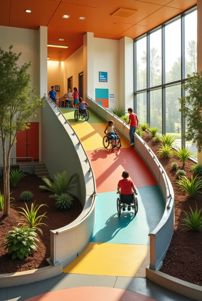 Access ramp to the second floor for children with disabilities 