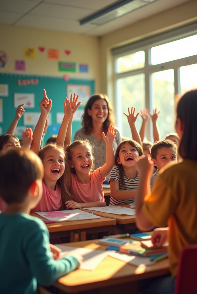 Children shouting at adults
Teachers
