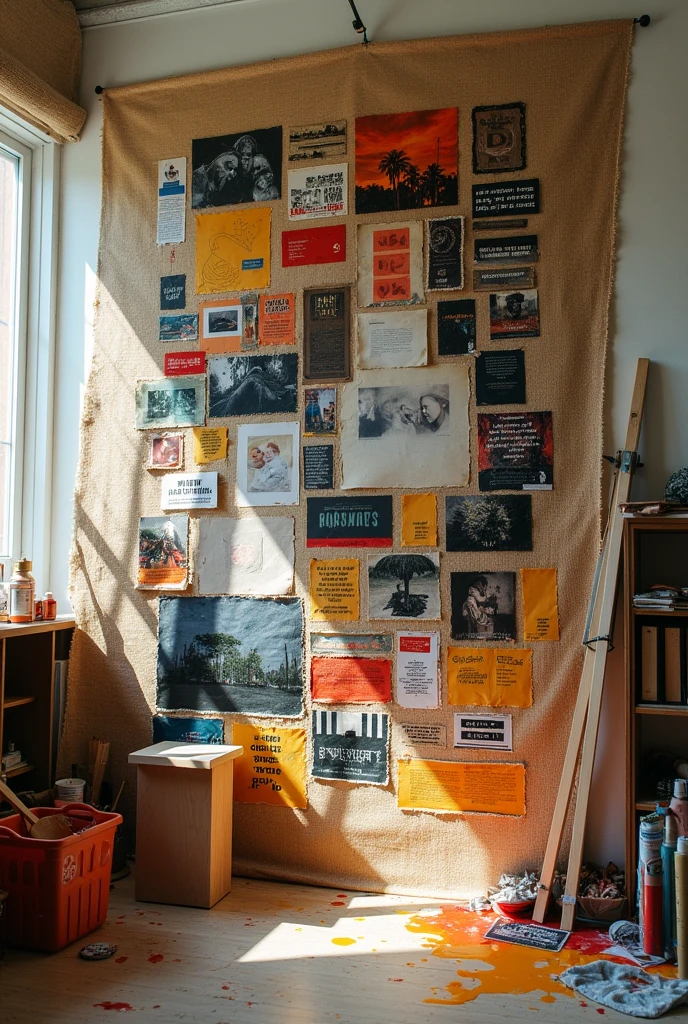  image collages, Textures, phrases, photographs and other dry construction compositional elements