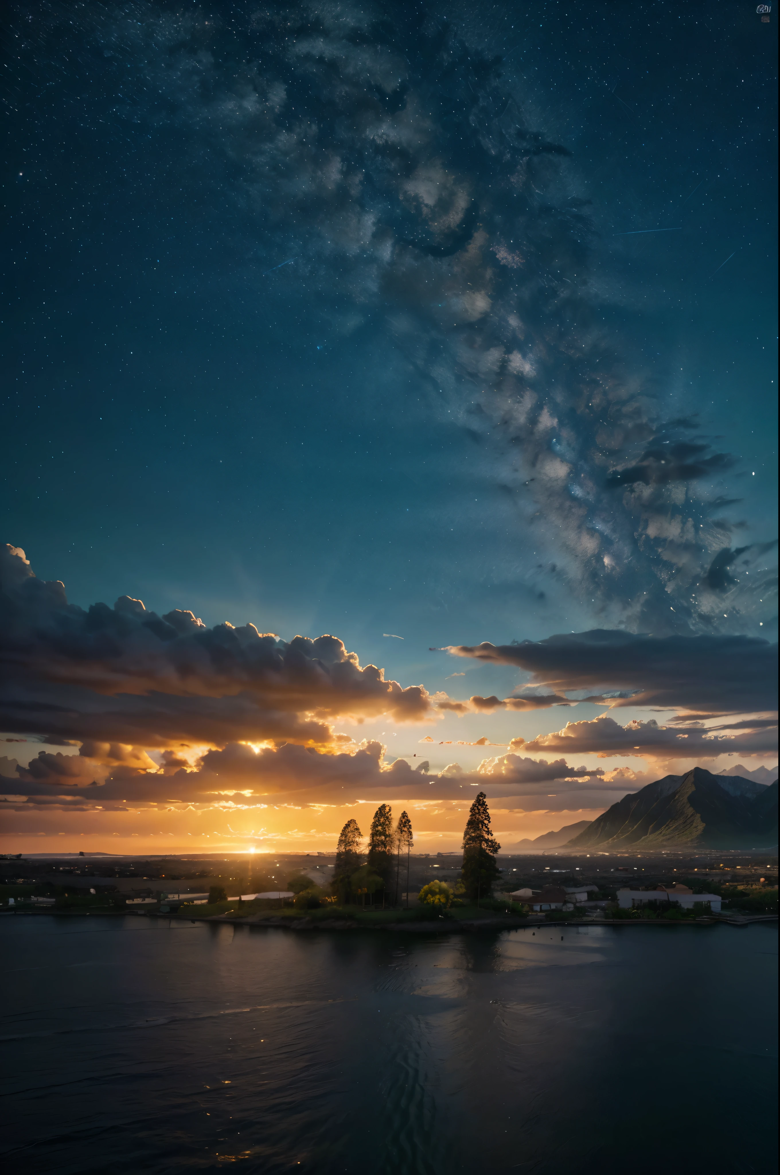 photorealistic landscape, natural landscapes, naturals, Beauty of Natures, golden sunset, sky, sky Power, Detailed Realistic Sunset, palmtrees, mountainous landscape, Rivers of water, Celestial Waters, Paradise, Realism Sunset, Natural Treess, Lonely Men, Alpha Male, Path to Heaven, heavenly, 8K Detailed Realistic Image, 16K Photorealistic Contrast, 8K Photorealistic Sharpness, 4K Photorealistic Cores, 16K Photorealistic Shadows, 8K Photorealistic Textures, 16K Photorealistic Texture, 4K Photorealistic Light, 4K PhotoRealism, FullHD 4K Detailed Contrast, detailed sharpness FullHD 8K, detailed sharpness FullHD 4K, detailed sharpness, 2K detailed colors, lifelike colors, FullHD Detailed Shadows, 4K Detailed Textures, detailed texture, padoru, natural beautifuls, posh
