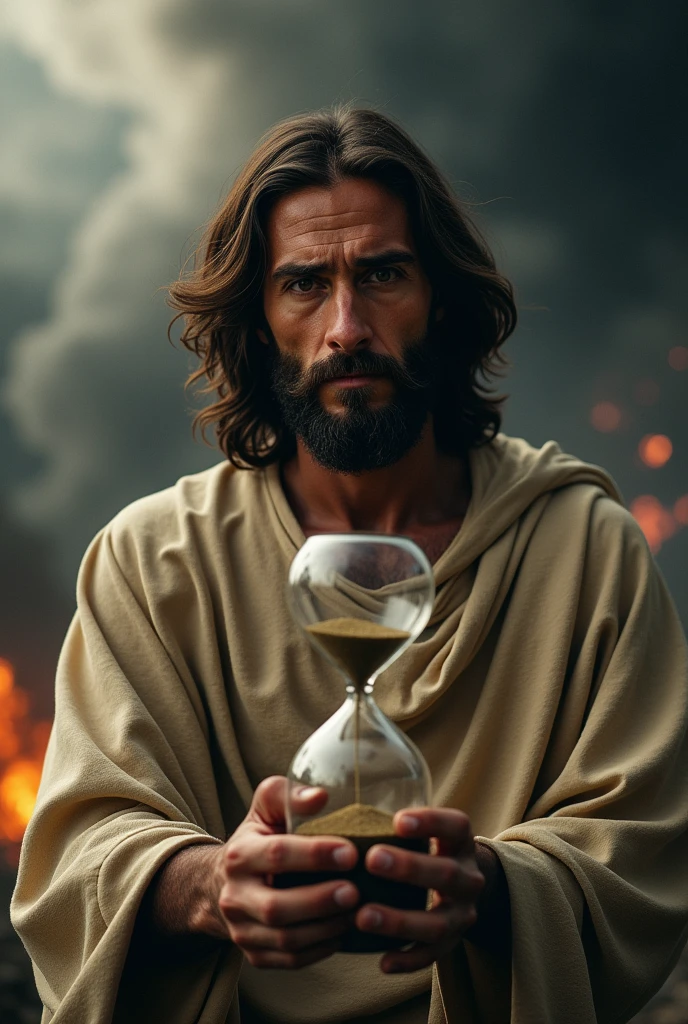 An image of a man holding a bible while drowning in water
