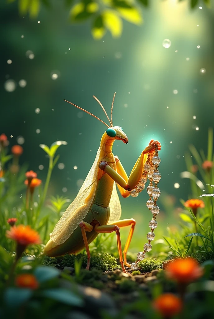 Praise God insect with a rosary on its paw
