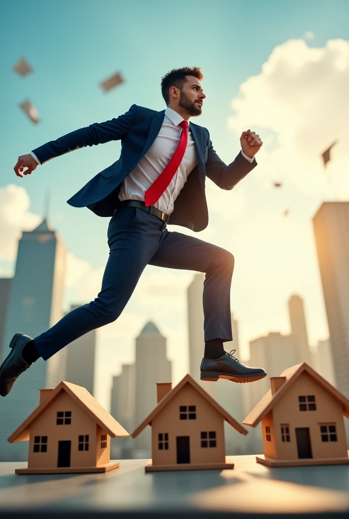 real estate agent jumping over the competition