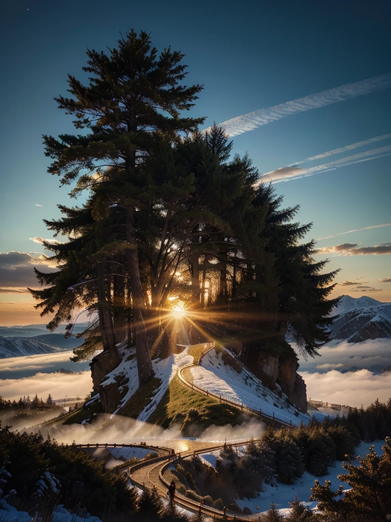 photorealistic landscape, natural landscape, naturey, Beleza Da naturey, Golden Sunset, Sky, Sky Power, Detailed Realistic Sunset, Cedars, Cedar, God's City, Heavens Realm, mountainscape, Great Mountain, Detailed Realistic Mountain, Celestial Mountain, Rivers of Waters, Sunset realism, Árvores naturey, panorama, panorama Fotorrealista, panorama Paisagem, 
Realistic panorama UltraHD, Path to Heaven, heavenly, Detailed Realistic Image 8K, 16K Photorealistic Contrast, 8K Photorealistic Sharpness, Photorealistic Colors 4K, 16K Photorealistic Shadows, 8K Photorealistic Textures, 16K Photorealistic Texture, 4K Photorealistic Light, 4K PhotoRealism, FullHD 4K Detailed Contrast, detailed sharpness FullHD 8K, detailed sharpness FullHD 4K, detailed sharpness, Detailed Colors 2K, lifelike colors, FullHD Detailed Shadows, 4K Detailed Textures, detailed texture, padoru, Natural Beauty, chic 