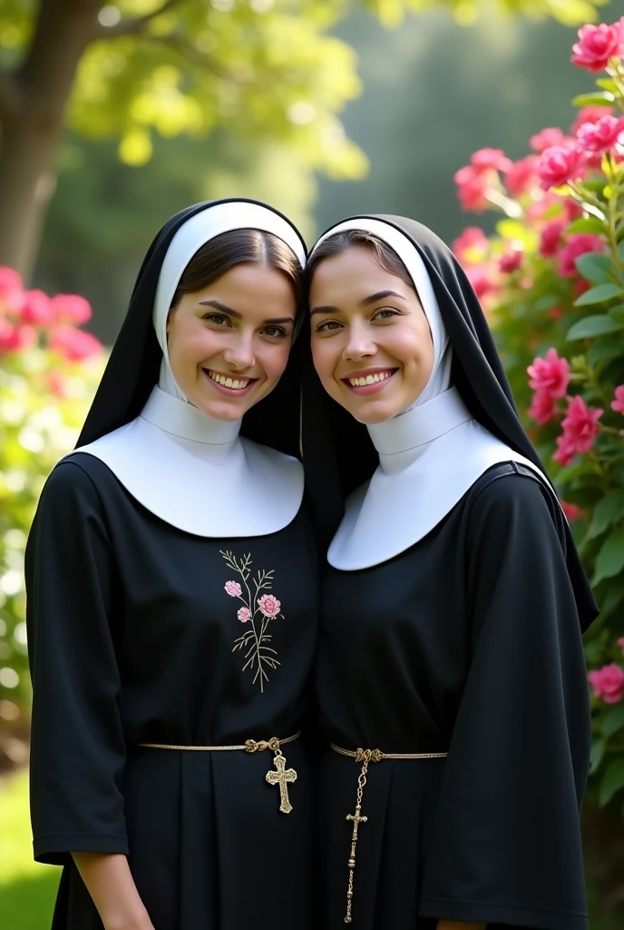 Generate a realistic image of two cute nuns