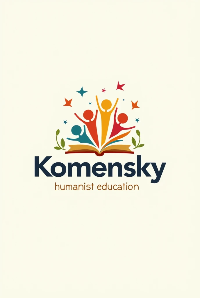 Primary school logo with a focus on humanist education called Komensky in Spanish, please, a modern style logo drawing.