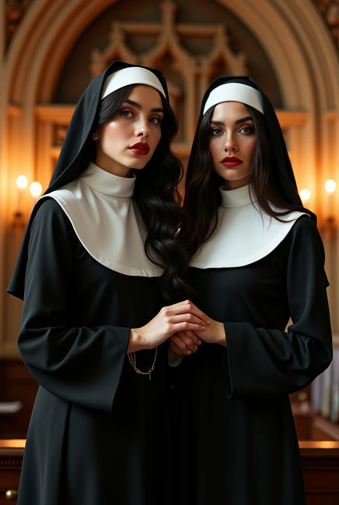 Generate an image of two sexy nuns