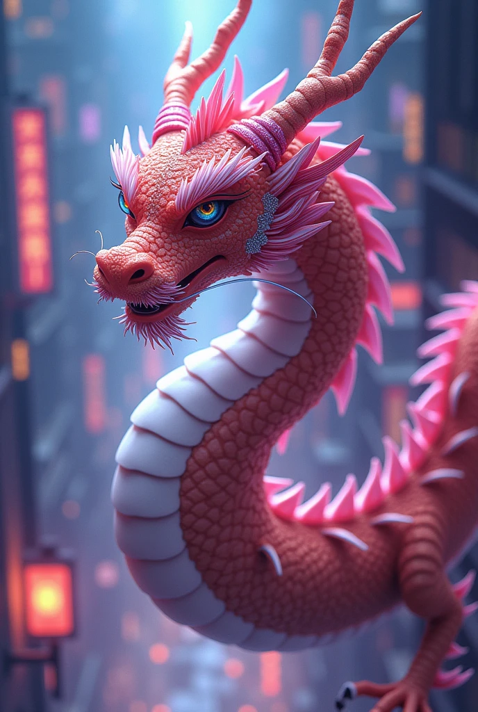 Kyoto Animation stylized anime mixed with tradition Chinese artworks~ A dragon flying at modern cyberpunk fantasy world. Cinematic Lighting, ethereal light, intricate details, extremely detailed, incredible details, full colored, complex details, insanely detailed and intricate, hypermaximalist, extremely detailed with rich colors. masterpiece, best quality, aerial view, HDR, UHD, unreal engine. plump looking at the camera, smooth thighs, (glittery jewelry) ((acrylic illustration, by artgerm, by kawacy, by John Singer Sargenti) dark Fantasy background, glittery jewelry, Representative, fair skin, beautiful face, Rich in details High quality, gorgeous, glamorous, 8k, super detail, gorgeous light and shadow, detailed decoration, detailed lines