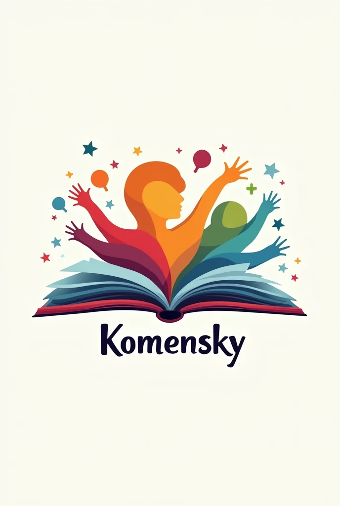 Primary school logo with a focus on humanist education called Komensky in Spanish, please, a modern style logo drawing. 