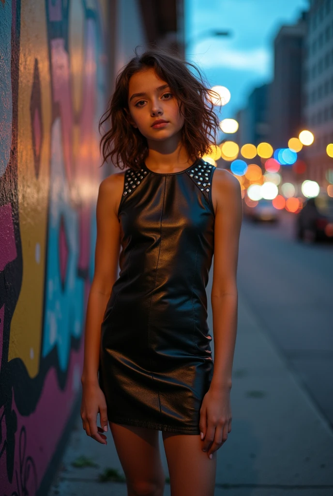 Fillette robe en cuir.
