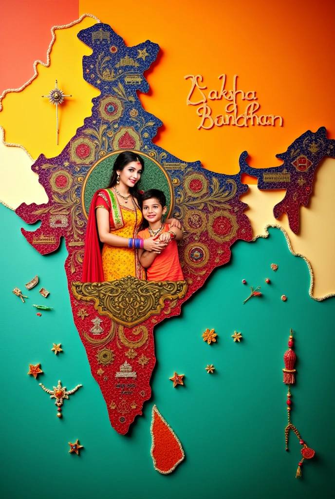 India map with cover raksha bandana
And save country