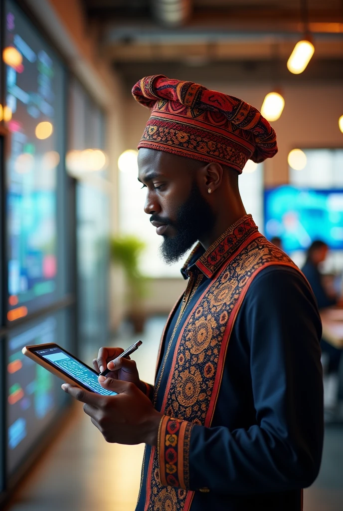 Somali man with hat that writes ICP 
Note icp is Internet Computer program and it's logo