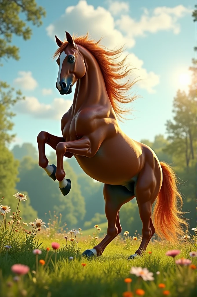 Horse walking on two legs