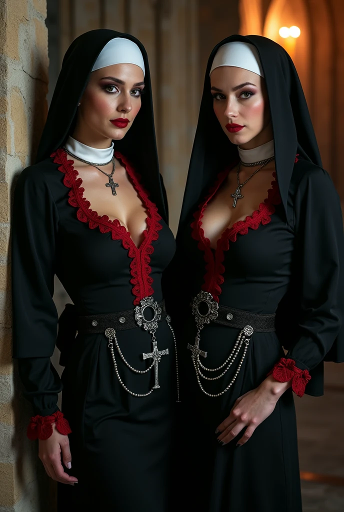 Two sexy nuns, provocative and satanic 