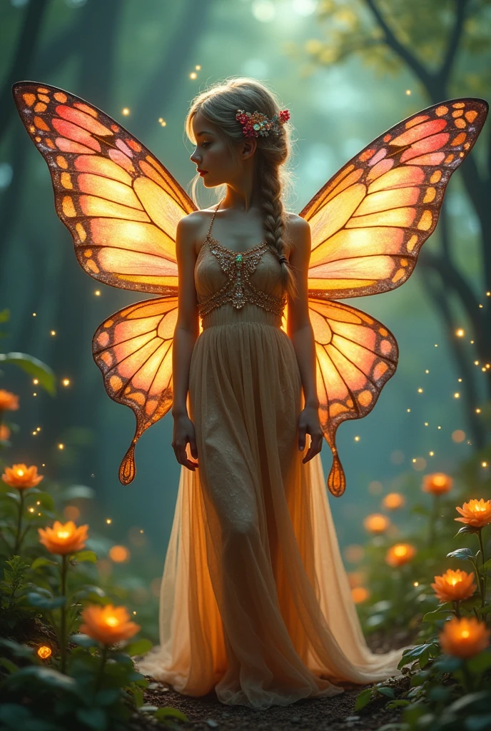 1girl ,fairy, butterfly wings, beautiful clothes,(high resolution, high detail, best quality), medium breasts
