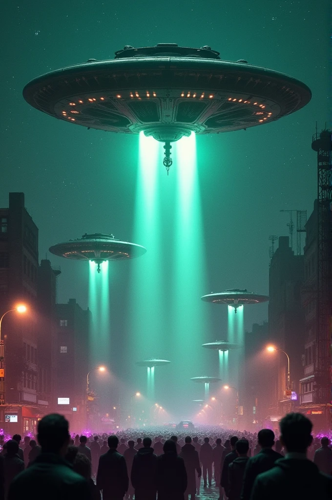 Alien spaceships invading Earth