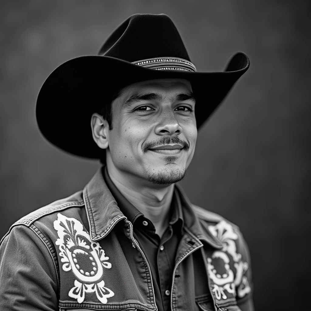 Create a black and white image of Chalino Sanchez 