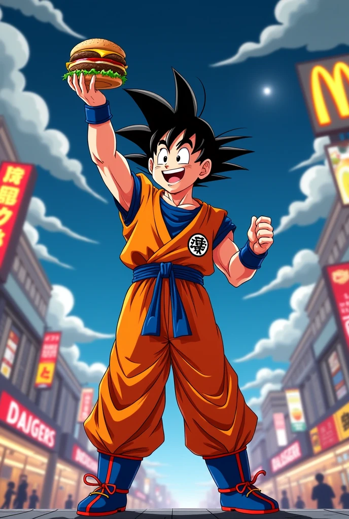 Goku com logo do McDonald's