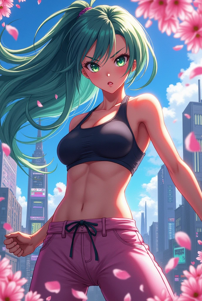 hot anime girl with six pack
