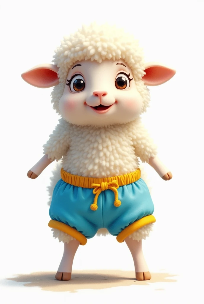 Drawing of a sheep wearing swimming trunks on a white background