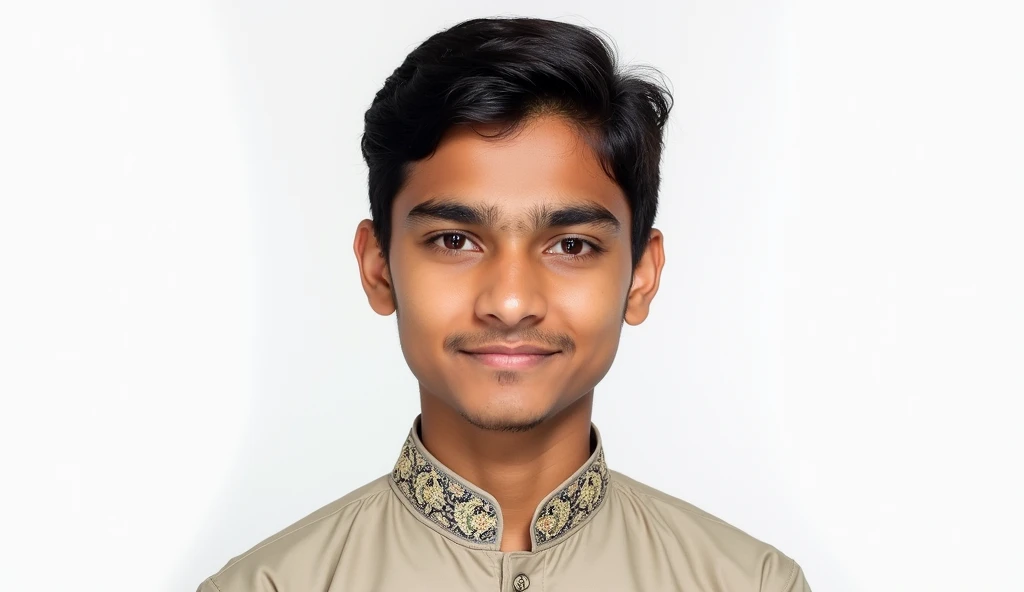 A passport size picture of Pakistani Pathan Boy with age of 30 to 35 with white background