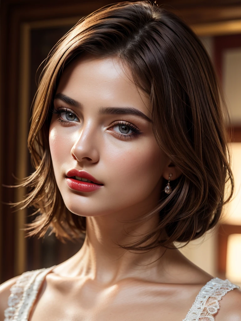 a beautiful detailed woman, high quality, 8k, ultra realistic, detailed face, seductive eyes, beautiful red lips, casual clothing, masterpiece, detailed digital art, photorealistic, professional, natural lighting, vivid colors, intricate details, delicate features, elegant pose