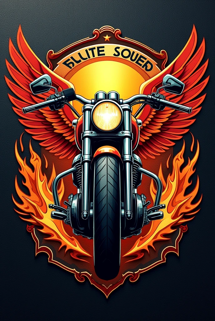 Elite asphalt motorcycle club crest with white, red, and yellow colors.
