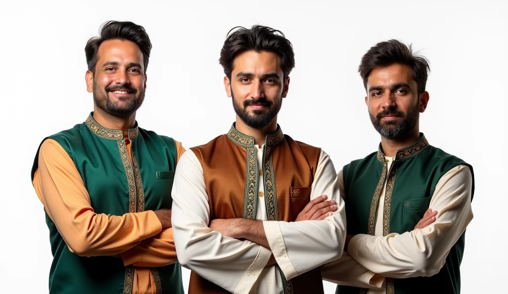 A passport size picture of Pakistani Pathan men with age of 30 to 35 with white background wearing pakistani dress