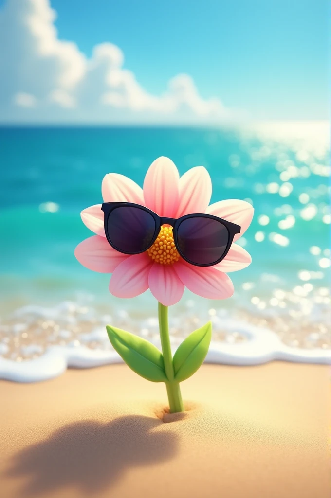 Nilufar flower is taking a selfie happily on the shore wearing black sunglasses.