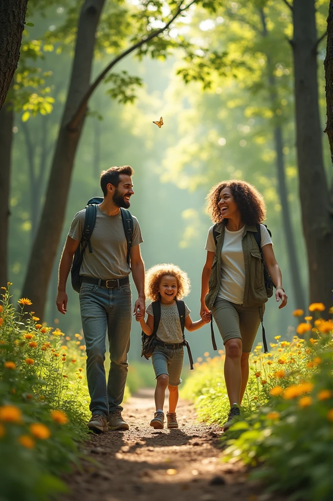 A family formed by a girl, a father, a mother exploring 
