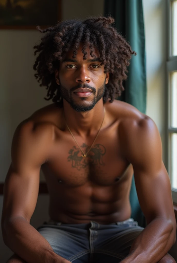 Mixed skin man(Guadeloupe, Martinique, France),, curly hair, wavy hair, barber, beard, 25 years old, tied hair, curly tied hairlong curly hair, xxx, Sexe, xxx, long curly hair,moins de Dix huit ans, porno, pornographie, sexe bite, erection, sexe, penis, sexual, Handsome and elegant,beardless, without shirt, without underwear, without pants , penis, cock, dick, , nude, nu, sexe, sexualité, sensualité, sexy , Masculine and handsome,Muscles look good, with brown lite skin,, Full body photo,(ultra-detailed, photorealistic, best quality, 4k, 8k, highres, masterpiece:1.3), charming , (beautiful body), lewd face ,tight chest, sex, erotic, horny , in crowded places,looking at viewer,muscle veins, sexy posing,No underwear, lewd smile,erection,