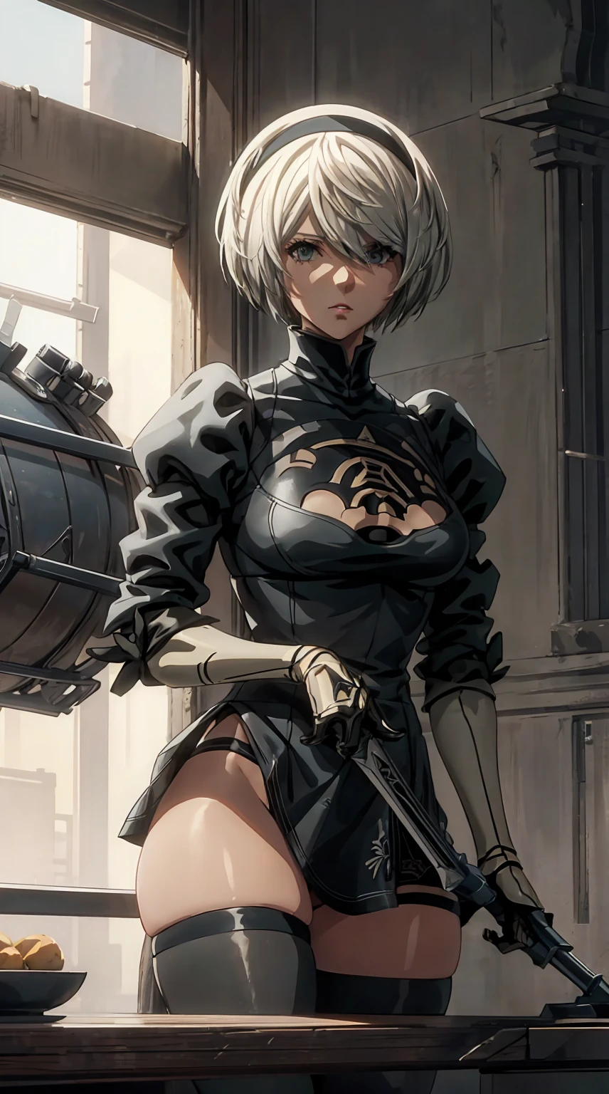 (2b,Nier:Automata)Have a weapon,最high quality, high quality, 8k, masterpiece