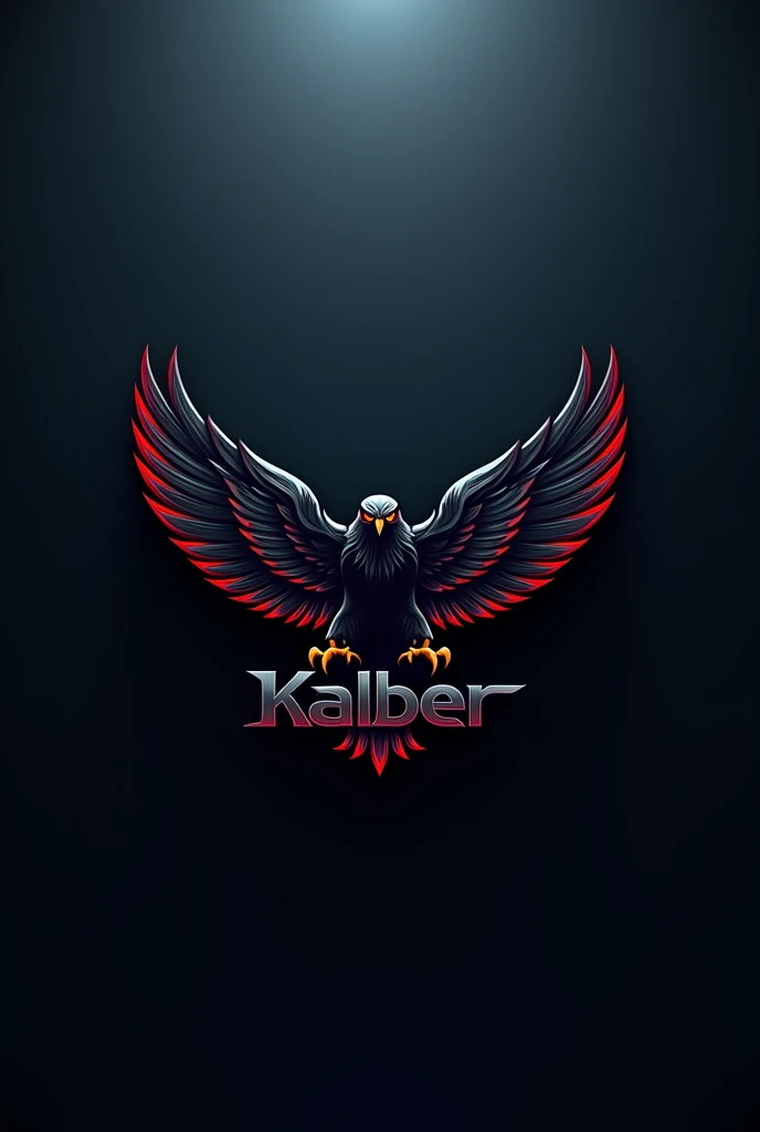Red eyed hawk logo with the word kaliber Below it